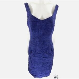 Trina Turk Blue Tweed Sleeveless Sheath Dress